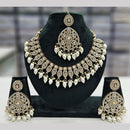 SNERA Gold Plated Crystal Stone And Pearls Necklace Set