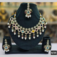SNERA Gold Plated Crystal Stone And Pearls Necklace Set