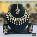 SNERA Gold Plated Crystal Stone And Pearls Necklace Set
