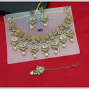 SNERA Gold Plated Crystal Stone And Pearls Necklace Set