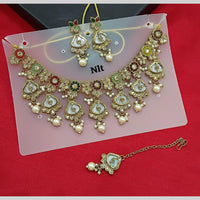 SNERA Gold Plated Crystal Stone And Pearls Necklace Set