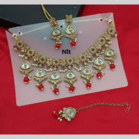 SNERA Gold Plated Crystal Stone And Pearls Necklace Set