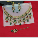 SNERA Gold Plated Crystal Stone And Pearls Necklace Set