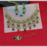 SNERA Gold Plated Crystal Stone And Pearls Necklace Set