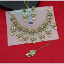 SNERA Gold Plated Crystal Stone And Pearls Necklace Set
