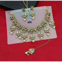 SNERA Gold Plated Crystal Stone And Pearls Necklace Set