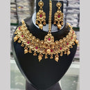 SNERA Gold Plated Pota Stone And Pearls Choker Necklace Set