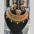 SNERA Gold Plated Pota Stone And Pearls Choker Necklace Set
