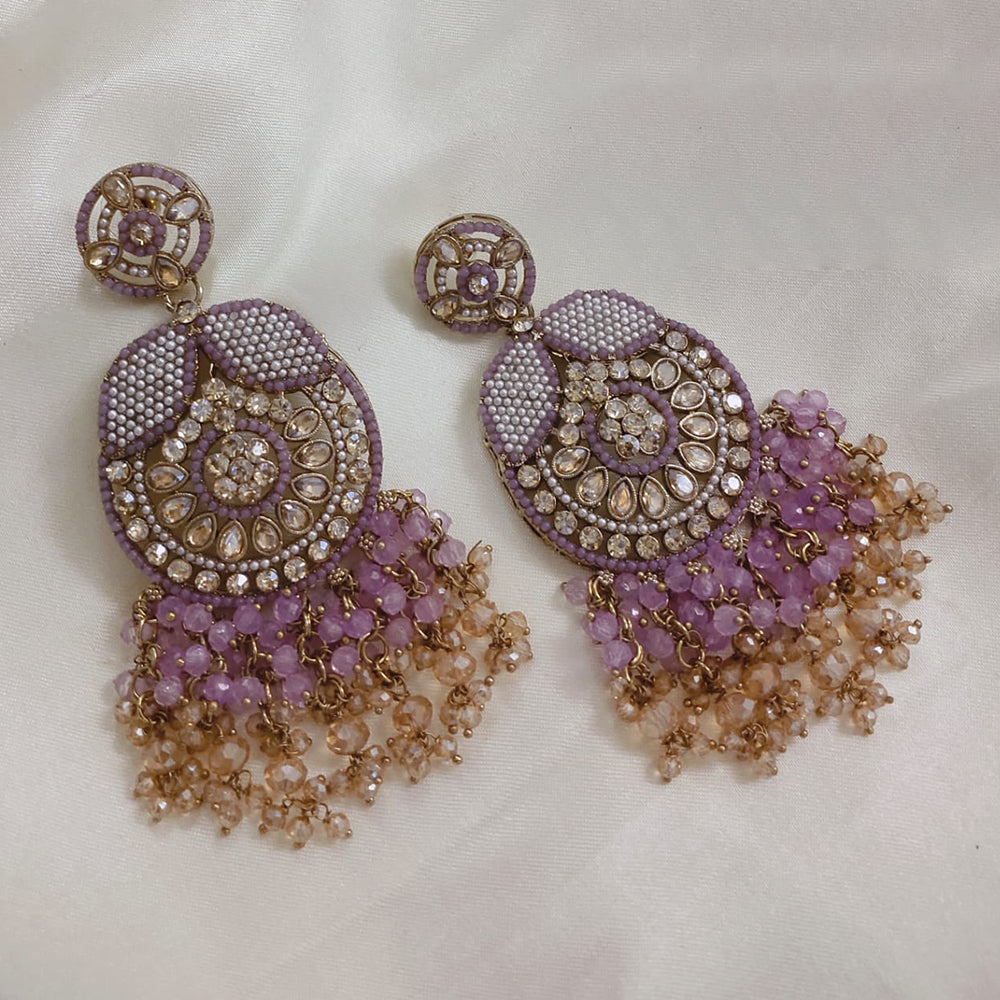 SNERA Gold Plated Crystal Stone And Beads Dangler Earrings