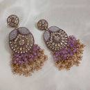 SNERA Gold Plated Crystal Stone And Beads Dangler Earrings