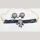 SNERA Gold Plated Kundan Stone And Beads Meenakari Choker Necklace Set
