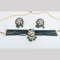 SNERA Gold Plated Kundan Stone And Beads Meenakari Choker Necklace Set