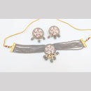 SNERA Gold Plated Kundan Stone And Beads Meenakari Choker Necklace Set