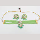 SNERA Gold Plated Kundan Stone And Beads Meenakari Choker Necklace Set
