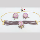 SNERA Gold Plated Kundan Stone And Beads Meenakari Choker Necklace Set