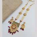 SNERA Gold Plated Kundan Stone And Beads Necklace Set