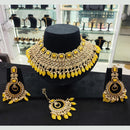 SNERA Gold Plated Crystal And Beads Necklace Set