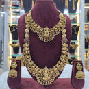 SNERA Gold Plated Pota Stone And Beads Temple Double Necklace Set