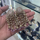 SNERA Gold Plated Crystal Stone Pearl And Beads Jhumki Earrings