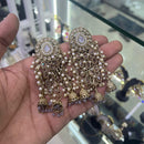 SNERA Gold Plated Crystal Stone Pearl And Beads Jhumki Earrings