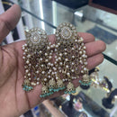 SNERA Gold Plated Crystal Stone Pearl And Beads Jhumki Earrings