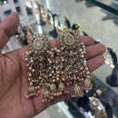 SNERA Gold Plated Crystal Stone Pearl And Beads Jhumki Earrings