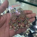SNERA Gold Plated Crystal Stone Pearl And Beads Jhumki Earrings