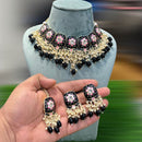 SNERA Gold Plated Beads And Meenakari Choker Necklace Set