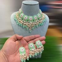 SNERA Gold Plated Beads And Meenakari Choker Necklace Set