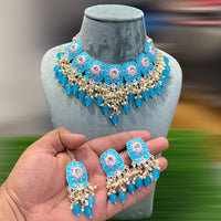SNERA Gold Plated Beads And Meenakari Choker Necklace Set