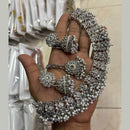 SNERA Silver Plated Crystal Stone And Pearls Choker Necklace Set