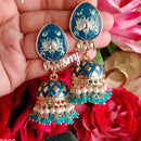 SNERA Gold Plated Kundan Stone And Meenakari Jhumki Earrings