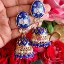 SNERA Gold Plated Kundan Stone And Meenakari Jhumki Earrings