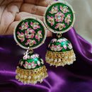 SNERA Gold Plated Kundan Stone And Meenakari Jhumki Earrings