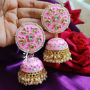 SNERA Gold Plated Kundan Stone And Meenakari Jhumki Earrings