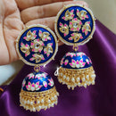 SNERA Gold Plated Kundan Stone And Meenakari Jhumki Earrings