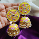 SNERA Gold Plated Kundan Stone And Meenakari Jhumki Earrings