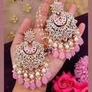 SNERA Gold Plated Kundan Stone And Beads Meenakari Dangler Earrings