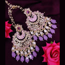 SNERA Gold Plated Kundan Stone And Beads Meenakari Dangler Earrings