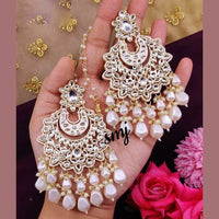 SNERA Gold Plated Kundan Stone And Beads Meenakari Dangler Earrings