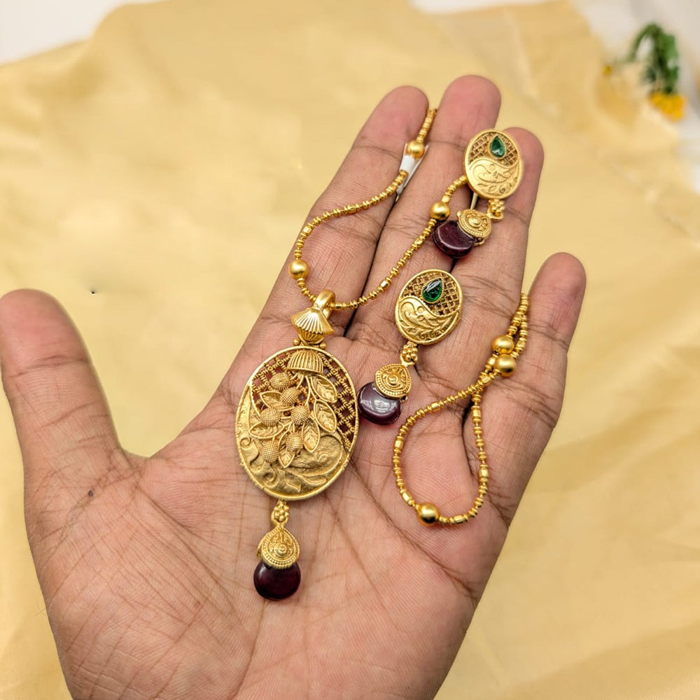 SNERA Silver Plated Pota Stone Pendant Set