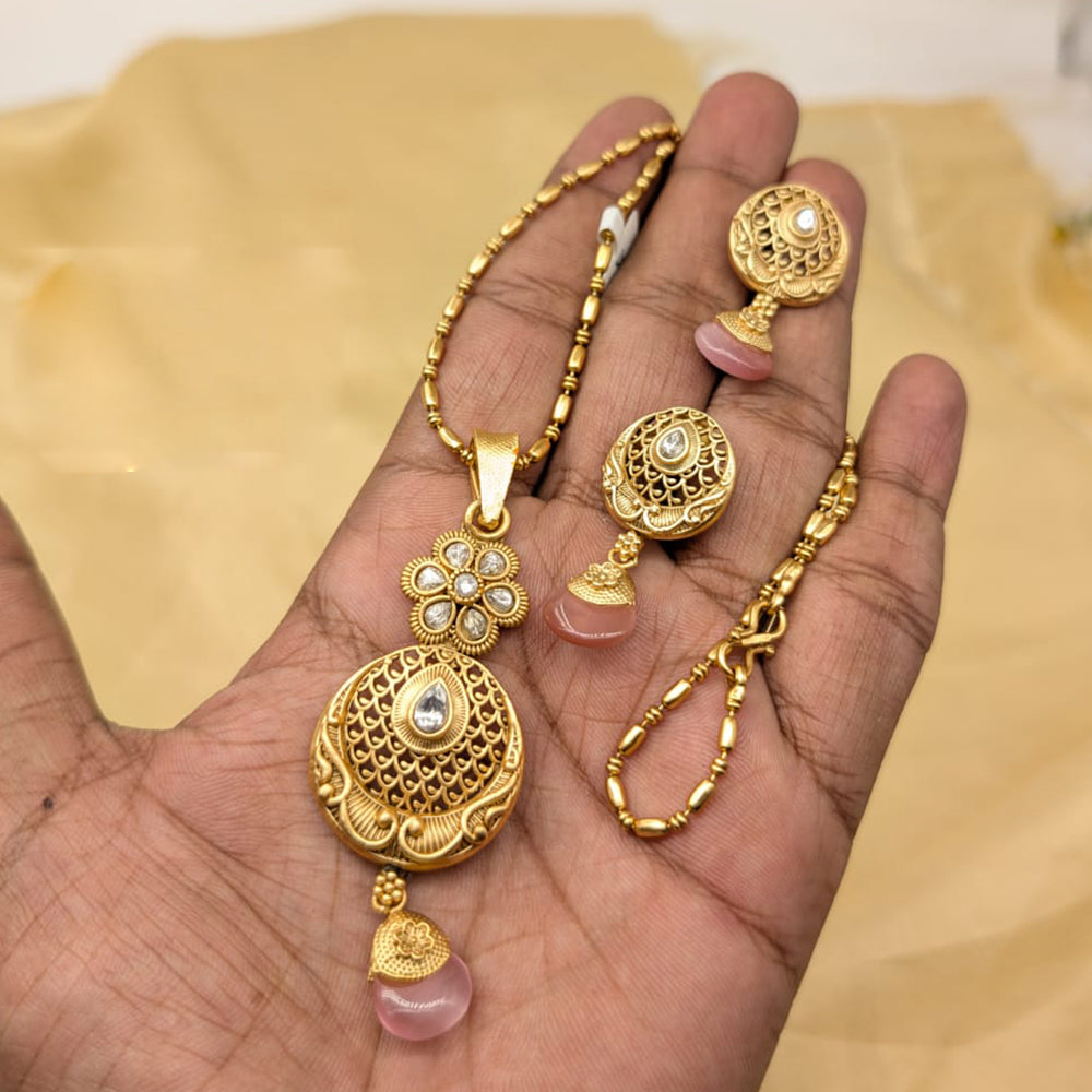 SNERA Silver Plated Pota Stone Pendant Set