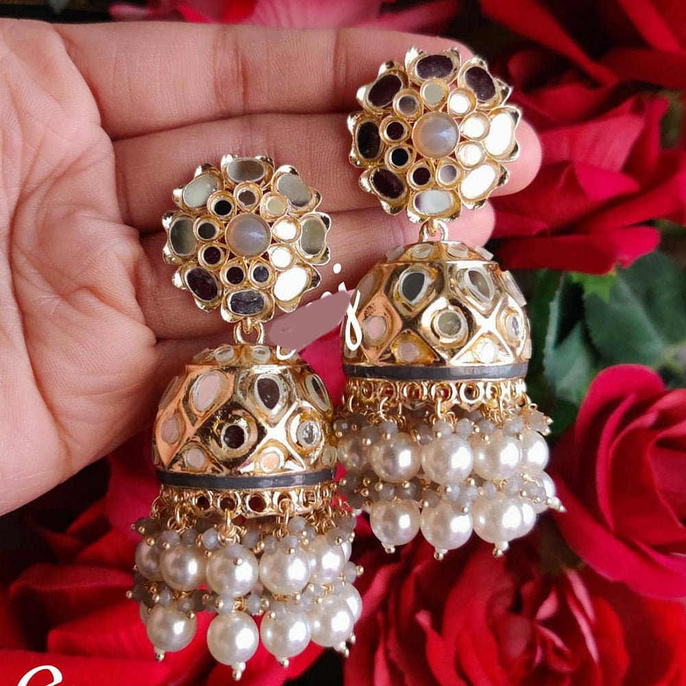 SNERA Gold Plated designer Mirror Jhumkis Earrings