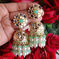 SNERA Gold Plated designer Mirror Jhumkis Earrings