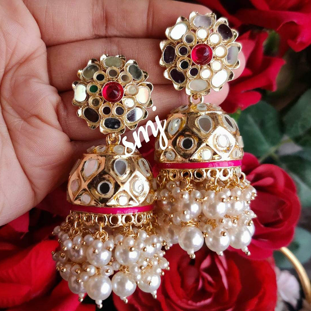 SNERA Gold Plated designer Mirror Jhumkis Earrings