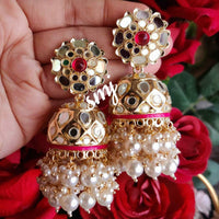 SNERA Gold Plated designer Mirror Jhumkis Earrings