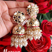 SNERA Gold Plated designer Mirror Jhumkis Earrings