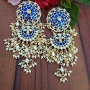SNERA Gold Plated Kundan Stone And Pearls Meenakari Dangler Earrings