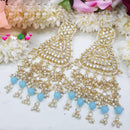 SNERA Gold Plated Kundan Stone And Pearls Dangler Earrings