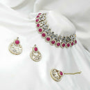 SNERA Gold Plated Pota Stone And Mirror Choker Necklace Set 